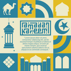 Modern Ramadan Islamic Seamless Pattern in Retro Scandinavian Style 