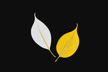 Fototapeta premium there are two leaves that are next to each other on a black background