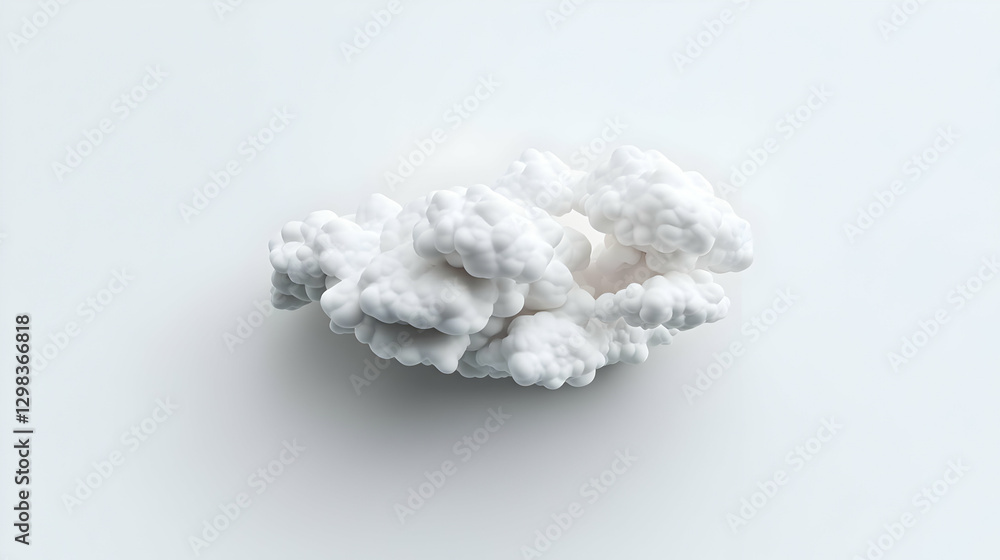 Poster white cloud like formation on white background isolated with soft texture and smooth surfaces