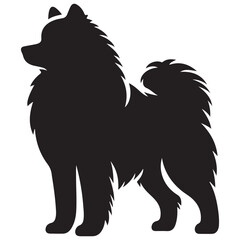 Monochrome Samoyed Dog Silhouette Vector for Pet Business Branding