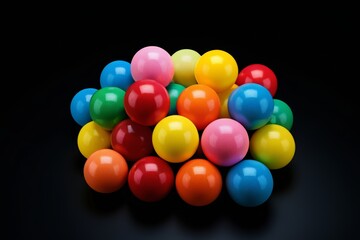 arafed image of a pile of colorful balls on a black surface