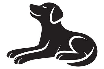 Black Labrador Retriever Dog Lying Down Silhouette Vector Image