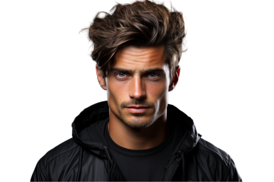 Man with Stylish Hairdo Isolated on Transparent Background