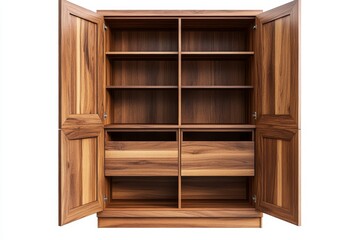 Wooden Armoire with Shelves and Drawers - Spacious wooden armoire featuring multiple shelves and drawers, perfect for storage and organization. Solid wood construction