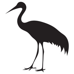 Elegant Crane Bird Silhouette Vector Illustration for Graphic Design