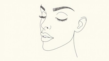 Abstract drawing of a beautiful female face. Minimalistic logo with space for text, tattoo, business card, website, beauty salon, brochure, postcard, magazine, women's day, sketch, logotype, profile