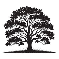Magnificent Oak Tree Silhouette Illustration for Nature Inspired Designs