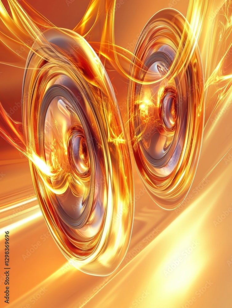 Poster innovative 3d speakers create vibrant light waves in a dynamic display for sound visualization at a 