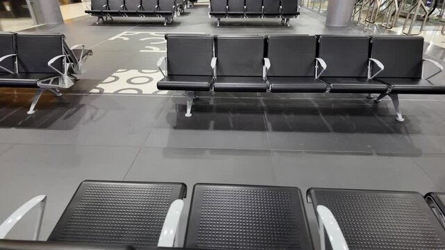 Waiting area video. Waiting empty seats editorial video.