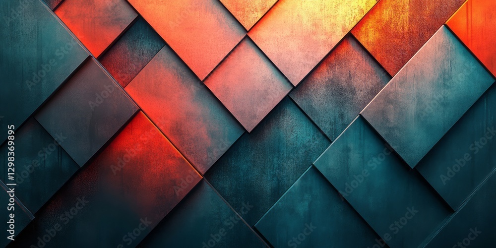 Poster abstract geometric pattern with teal and orange color palette