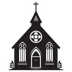 Elegant Silhouette Church Building Vector Art for Religious Projects
