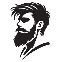 Bearded Man Silhouette Vector Illustration Artistic Portrait Graphic Design
