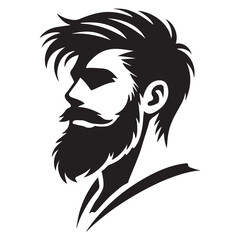Stylish Bearded Man Silhouette Vector Illustration for Barber Shop Branding