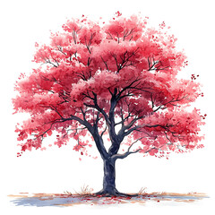 Fototapeta premium Cherry Blossom Trees blossom illustration watercolor isolated on a transparent background, generative ai