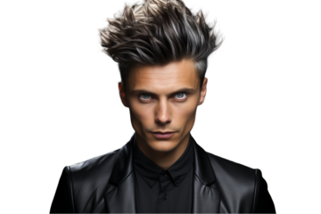 Man with Stylish Hairdo Isolated on Transparent Background