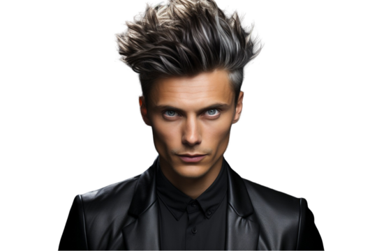 Man with Stylish Hairdo Isolated on Transparent Background
