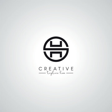 SH HS Letter Modern Artistic Abstract Logo Design. Initial Based Monogram Template.