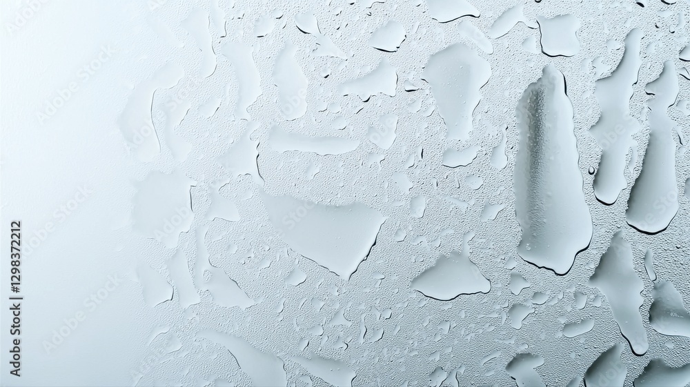 Poster close-up of water droplets on a glass surface, creating a textured and abstract background pattern.