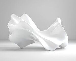 Abstract white sculpture, flowing design, studio background, artistic concept, for modern art display