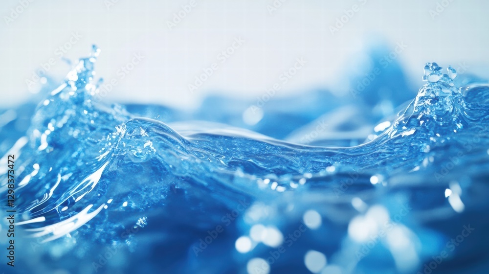 Poster flowing blue water creates beautiful waves in a serene environment. generative ai