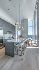 Photo of a modern kitchen in a penthouse

