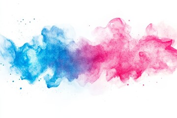 Obraz premium Blue and Pink Watercolor Splash Abstract - Abstract watercolor painting, symbolizing freedom, creativity, energy, serenity