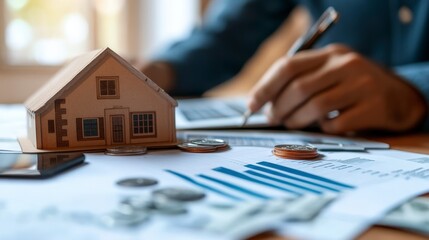Detailed Home Financing Concepts with House Model and Financial Reports