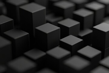 Obraz premium Abstract Black Cubes with Depth and Dimension in Varied Arrangement