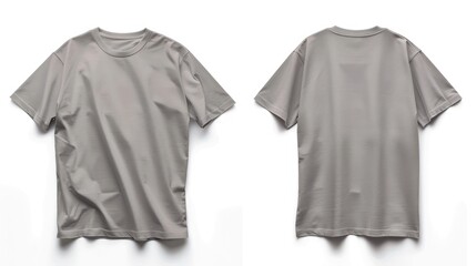 Gray T-shirt displayed from front and back, showcasing fabric texture, ideal for fashion and apparel marketing
