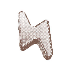 3D shape of Flash in Dither halftone dot texture. Vector isolated element on transparent background with Pixelated bitmap texture. Vector playful design for banner, poster, leaflet in y2k aesthetic