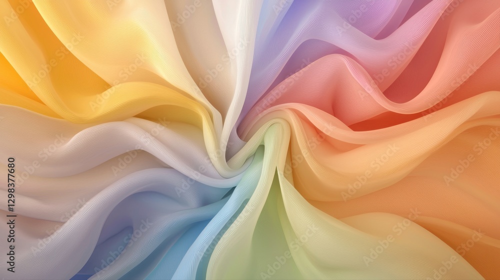 Poster colorful fabric swirls create a vibrant and textured pattern, showcasing a spectrum of wavy hues in 