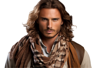 Middle Eastern Man with Keffiyeh Isolated on Transparent Background