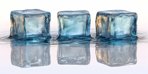 Three Ice Cubes in Water -  Realistic Image