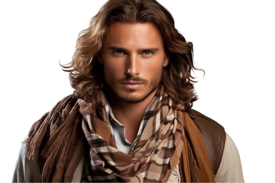 Middle Eastern Man with Keffiyeh Isolated on Transparent Background