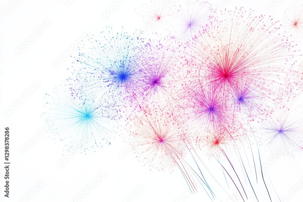 Aufkleber colorful fireworks burst - abstract of colorful fireworks exploding against a white background. perf