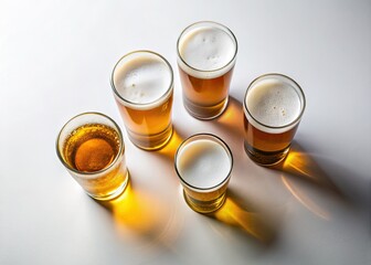 Clean lines, minimalist aesthetic: craft beer glasses on a stark white background.  Perfect for product shots.