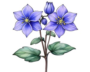 Fototapeta premium Blue flowers, vector image, art design. Isolated on white. Can be used for invitations and cards