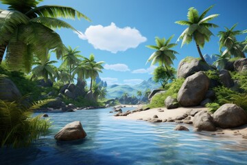 Fototapeta premium Tropical vegetation landscape outdoors.