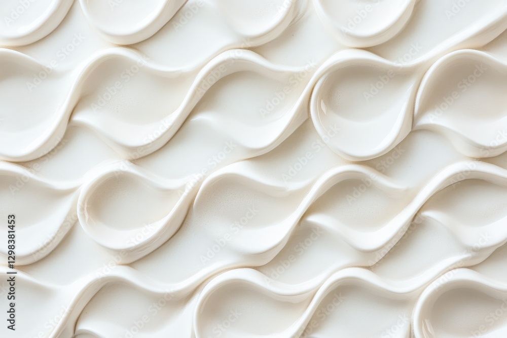 Aufkleber textured white surface with flowing waves creates a calming artistic ambiance in modern design setti