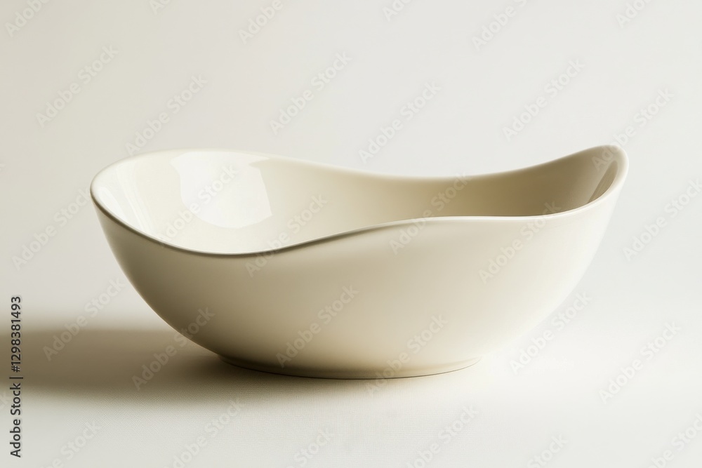 Poster elegant curved white ceramic bowl displayed on a neutral background showcasing its minimalist design