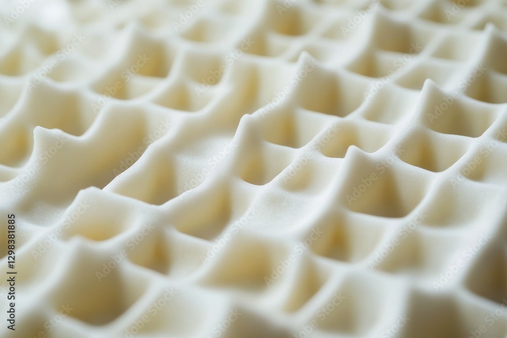 Aufkleber Close-up view of textured white foam with wavy patterns and peaks showcasing unique design and structure