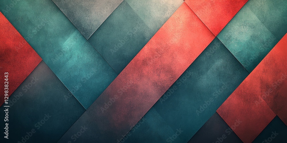 Poster abstract composition featuring overlapping geometric shapes with textured surfaces