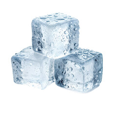 Obraz premium 3 of close up image of a single ice cube isolated on transparency background