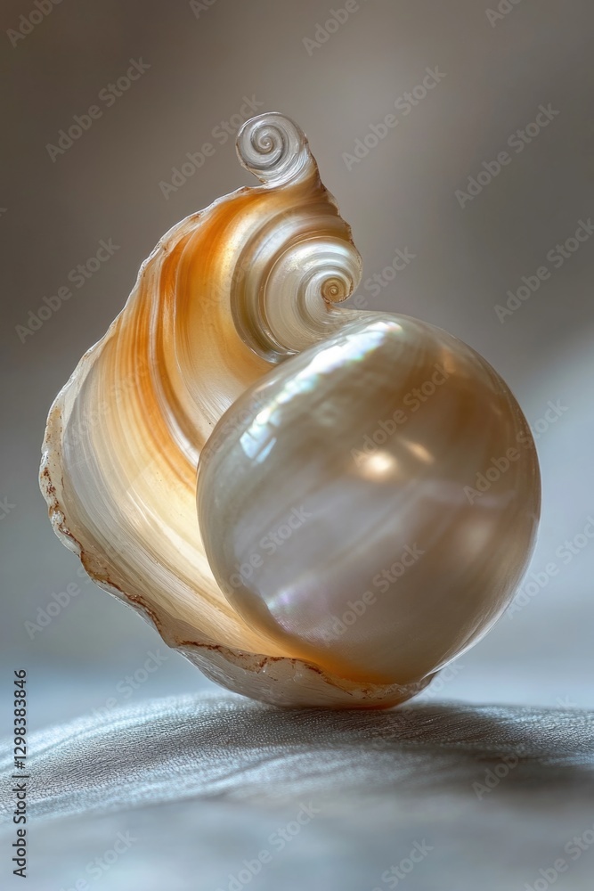 Poster a detailed view of a shell sitting on a table