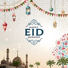 Fototapeta premium eid mubarak background design banner template image jpg