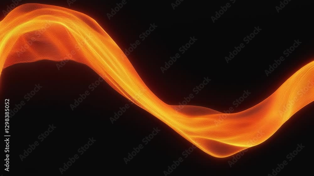 Poster abstract orange and red waves on dark background