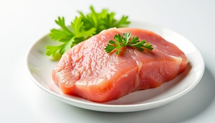 Raw chicken breast mockup, pristine white background , cuisine, poultry