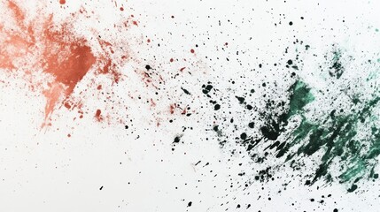 Abstract Ink Splatter Painting: A Symphony of Copper and Emerald