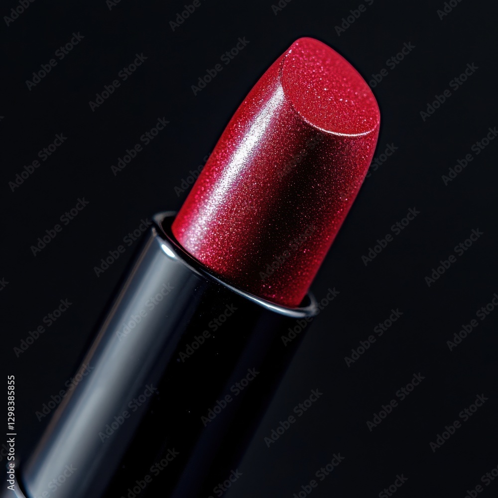 Aufkleber bright red lipstick tube with shimmering finish set against a dark background showing elegance and g