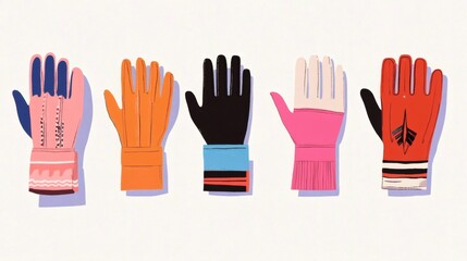 Obraz premium Unique collection of colorful gloves displayed on a light background highlighting variety and style